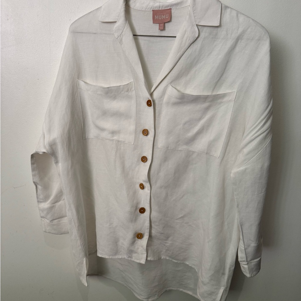 Show Me Your Mumu Button-Front Linen Pocket Shirt